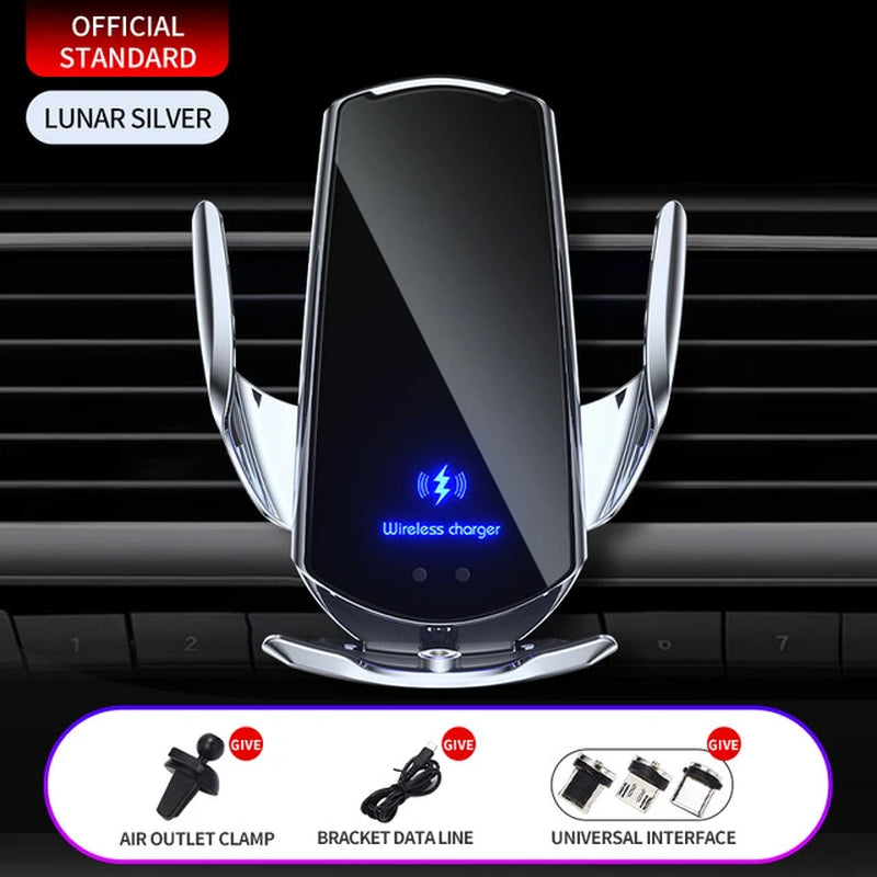 Automatic 30W Car Wireless Charger for Iphone 15 14 13 12 11 Samsung S23 S22 S21 Magnetic USB Infrared Sensor Phone Holder Mount