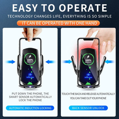 Automatic 30W Car Wireless Charger for Iphone 15 14 13 12 11 Samsung S23 S22 S21 Magnetic USB Infrared Sensor Phone Holder Mount
