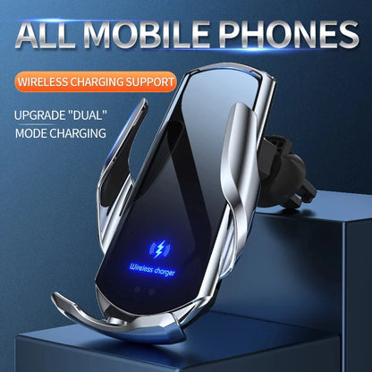 Automatic 30W Car Wireless Charger for Iphone 15 14 13 12 11 Samsung S23 S22 S21 Magnetic USB Infrared Sensor Phone Holder Mount